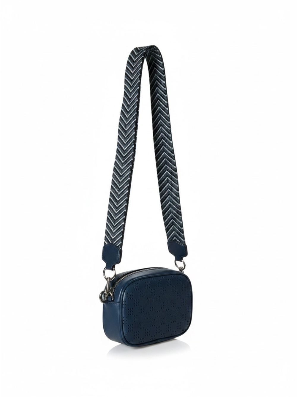 Marc Jacobs Flash Perforated Leather Camera Crossbody Bag Navy Blue - Picture 6 of 12